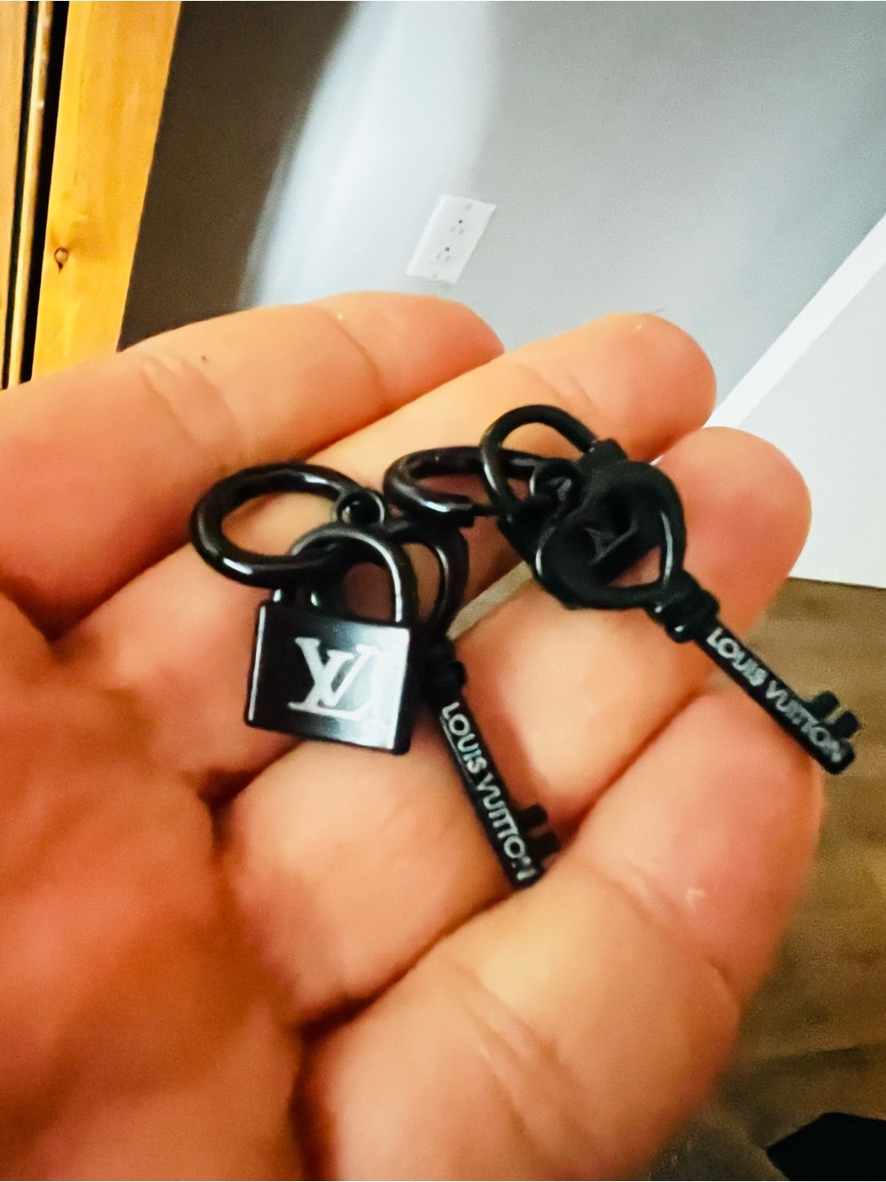 Black Key and Lock earrings hoops upcycled